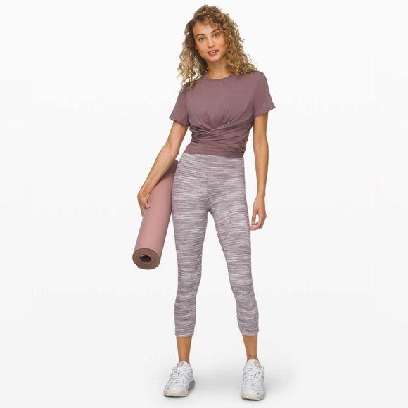 Lululemon Align Crop *21" Mini Space Dye Herringbone Jacquard Heathered Size 4 - Picture 5 of 11